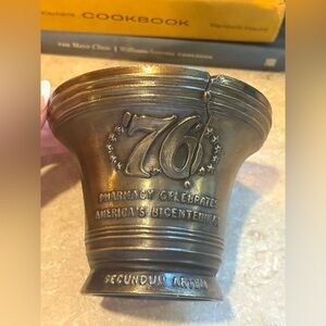 VINTAGE BRASS PHARMACY CELEBRATES AMERICA'S BICENTENNIAL MORTAR